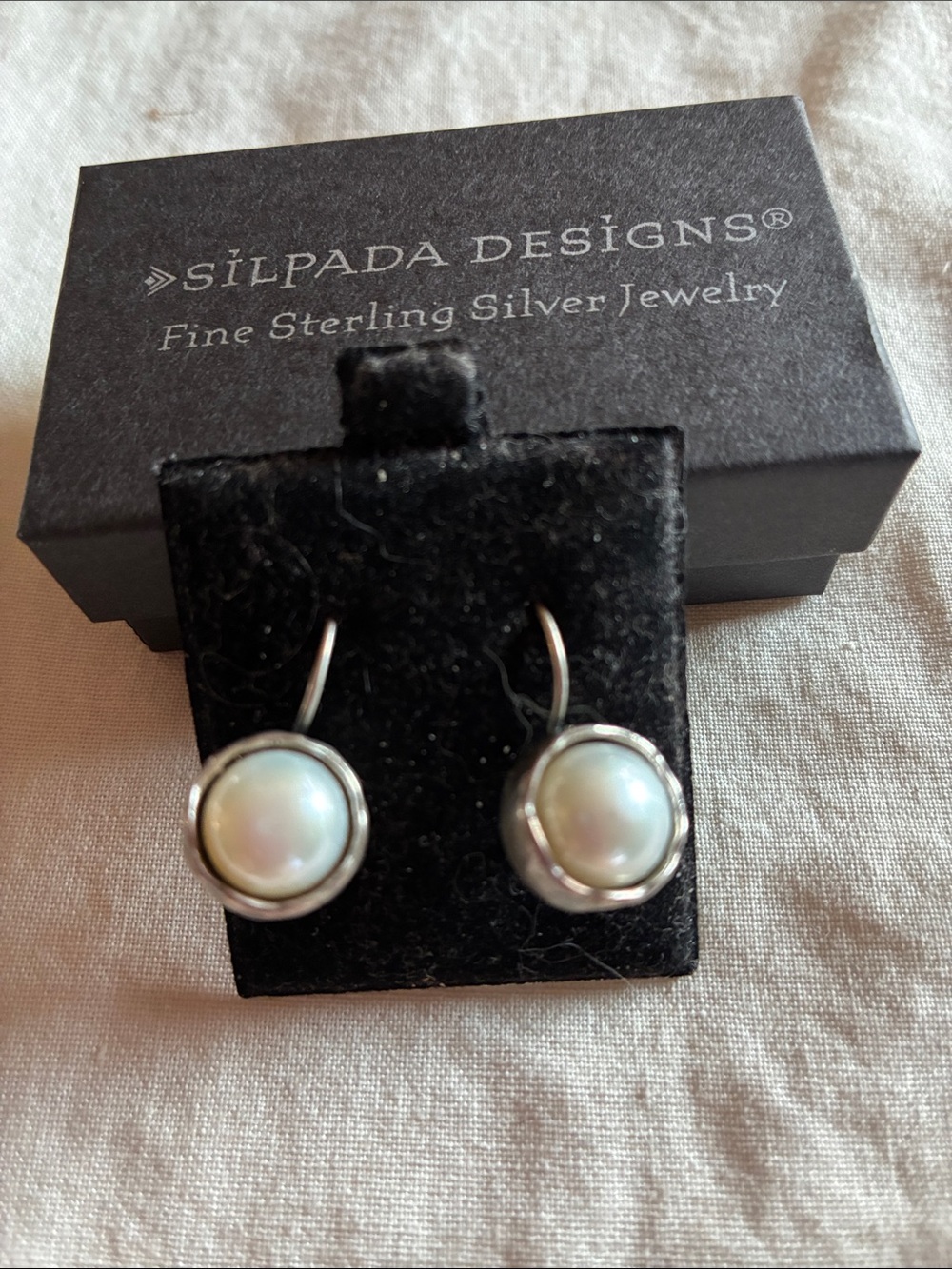 Silpada White Pearl Sterling Silver Drop Earrings W1750